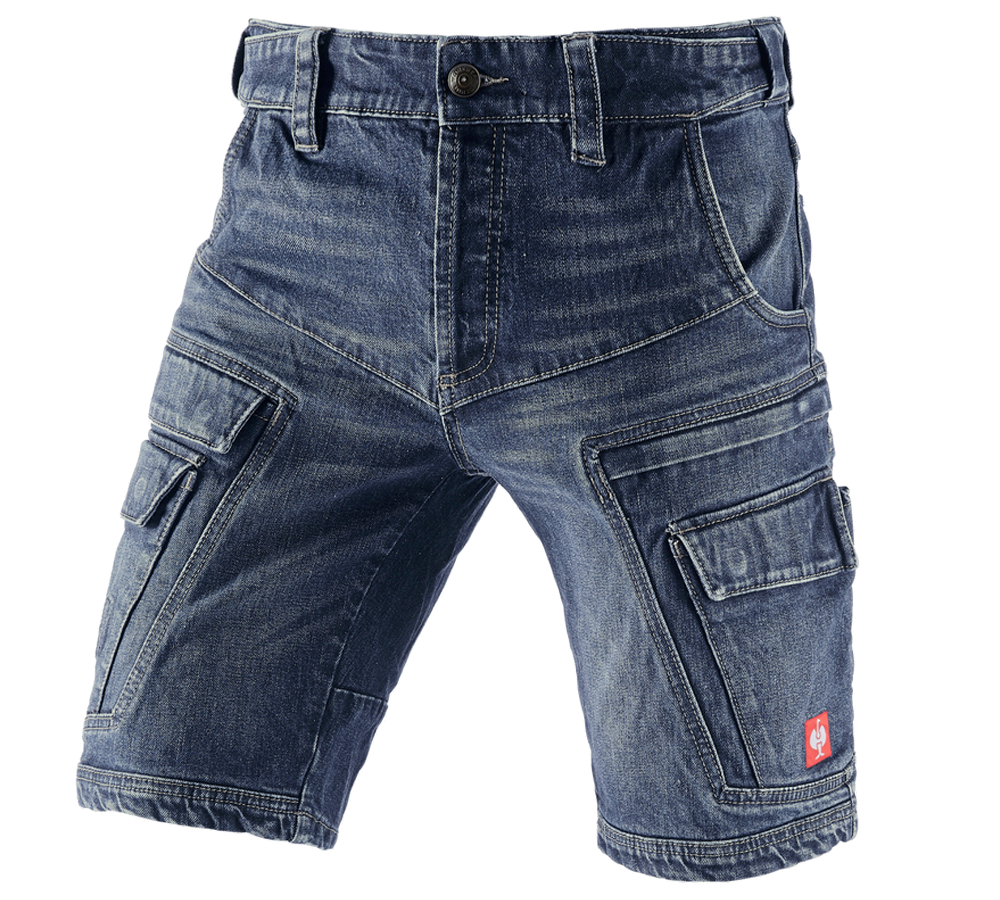 Pantalons de travail: e.s. Short en jeans cargo Worker POWERdenim + darkwashed