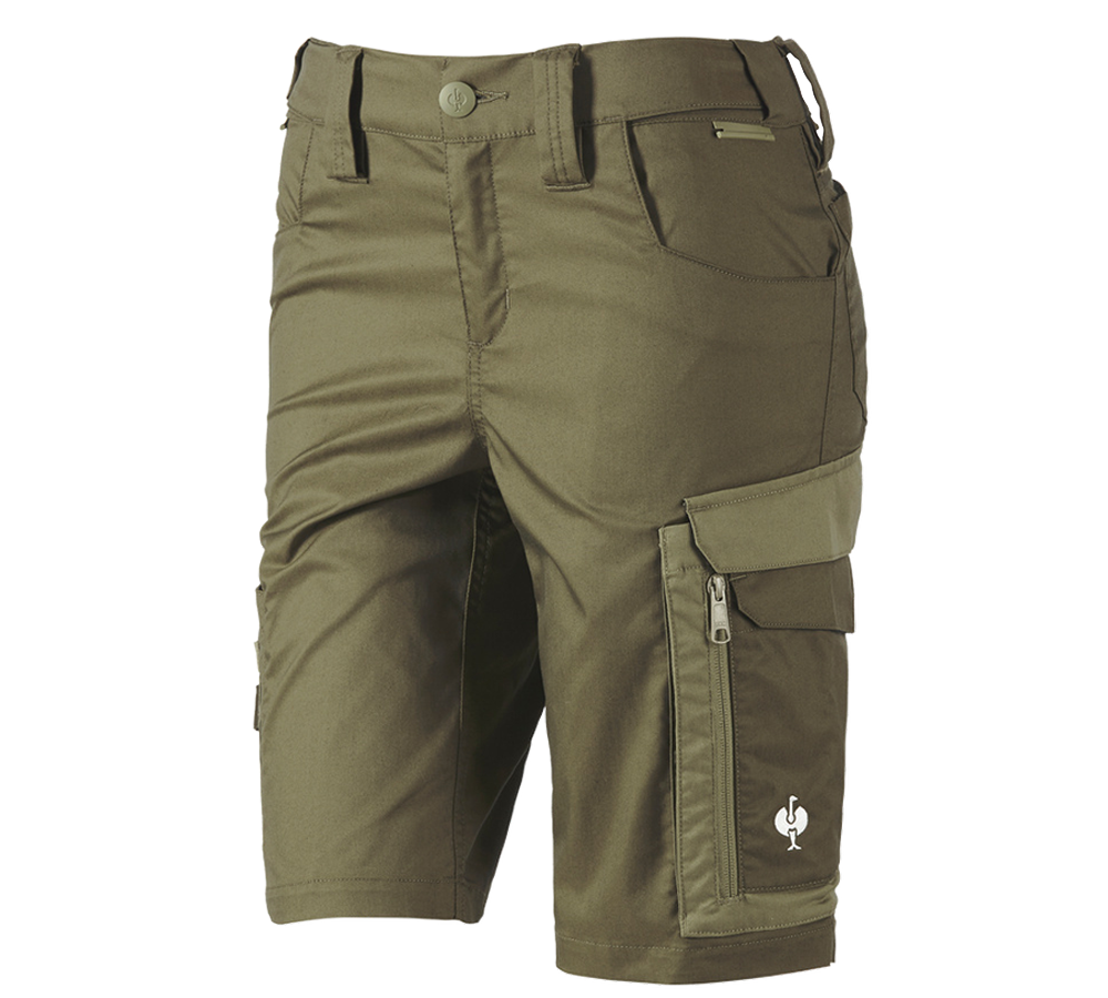 Pantalons de travail: Short e.s.concrete light, femmes + vert boue/vert stipa
