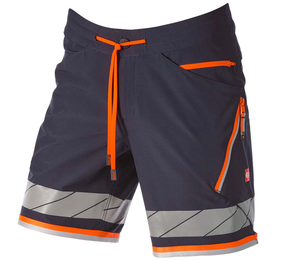 Pantalons de travail: Short fonctionnel réfléchissant e.s.ambition + bleu foncé/orange fluo