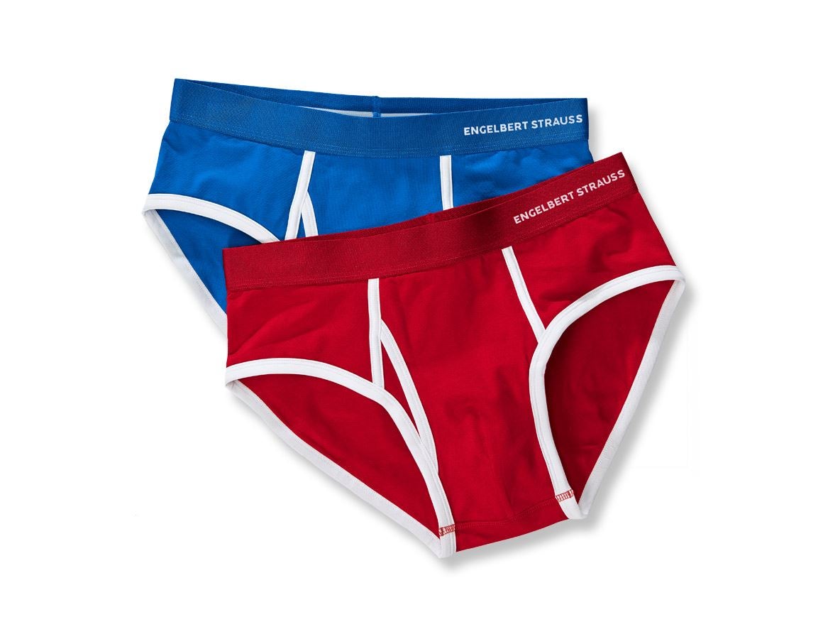 Sous-vêtements | Vêtements thermiques: e.s. Slip en coton élastique Colour, lot de 2 + bleu gentiane+rouge vif