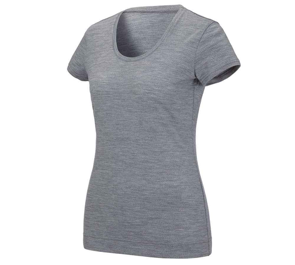 Thèmes: e.s. T-shirt Merino light, femmes + gris mélange