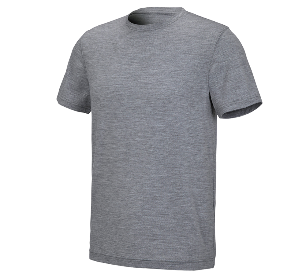 Hauts: e.s. T-Shirt Merino light + gris mélange