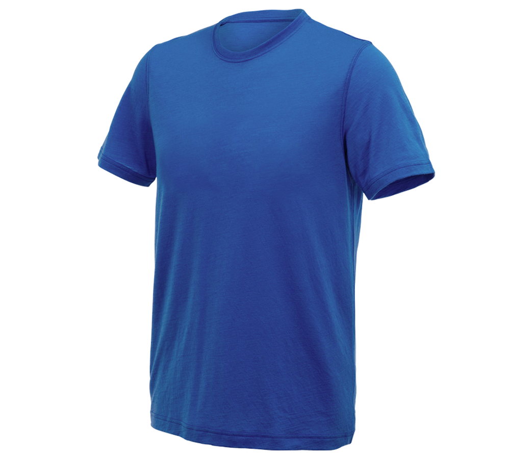 Hauts: e.s. T-Shirt Merino light + bleu gentiane