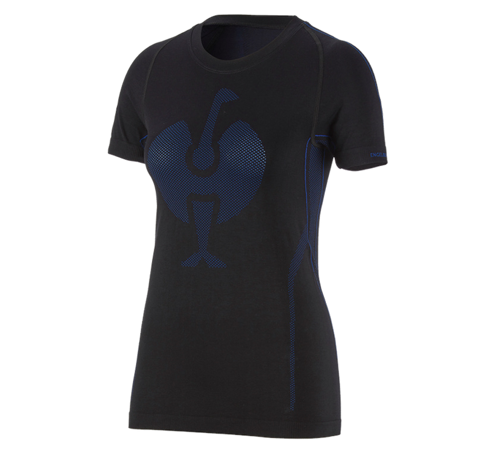 Froid: e.s. T-Shirt fonctionnel uniforme-warm, femmes + noir/bleu gentiane