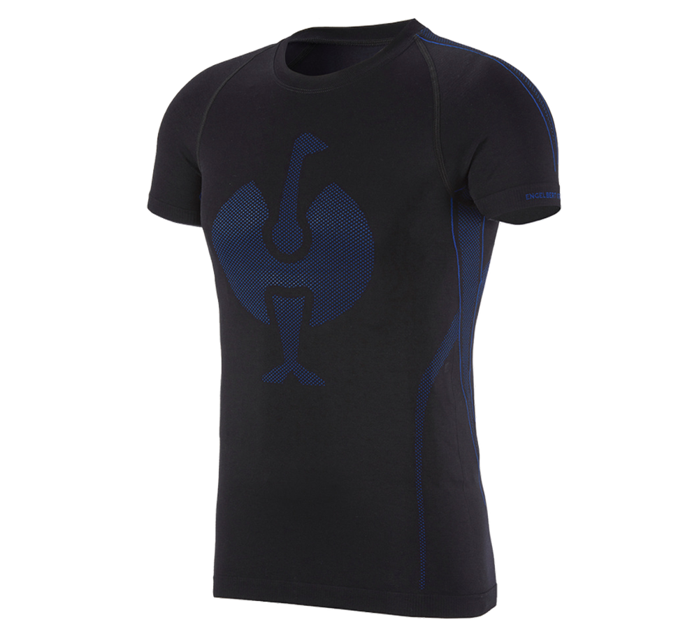 Froid: e.s. T-Shirt fonctionnel seamless - warm + noir/bleu gentiane