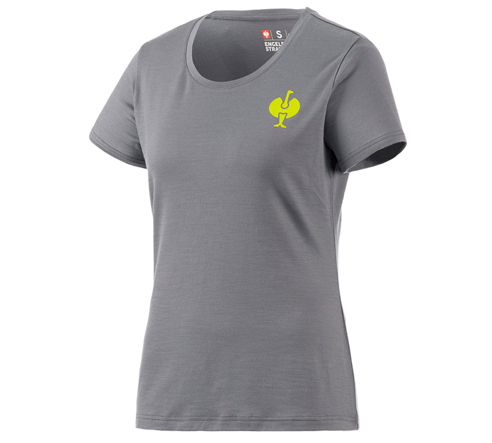 Thèmes: T-Shirt Merino e.s.trail, femmes + gris basalte/jaune acide