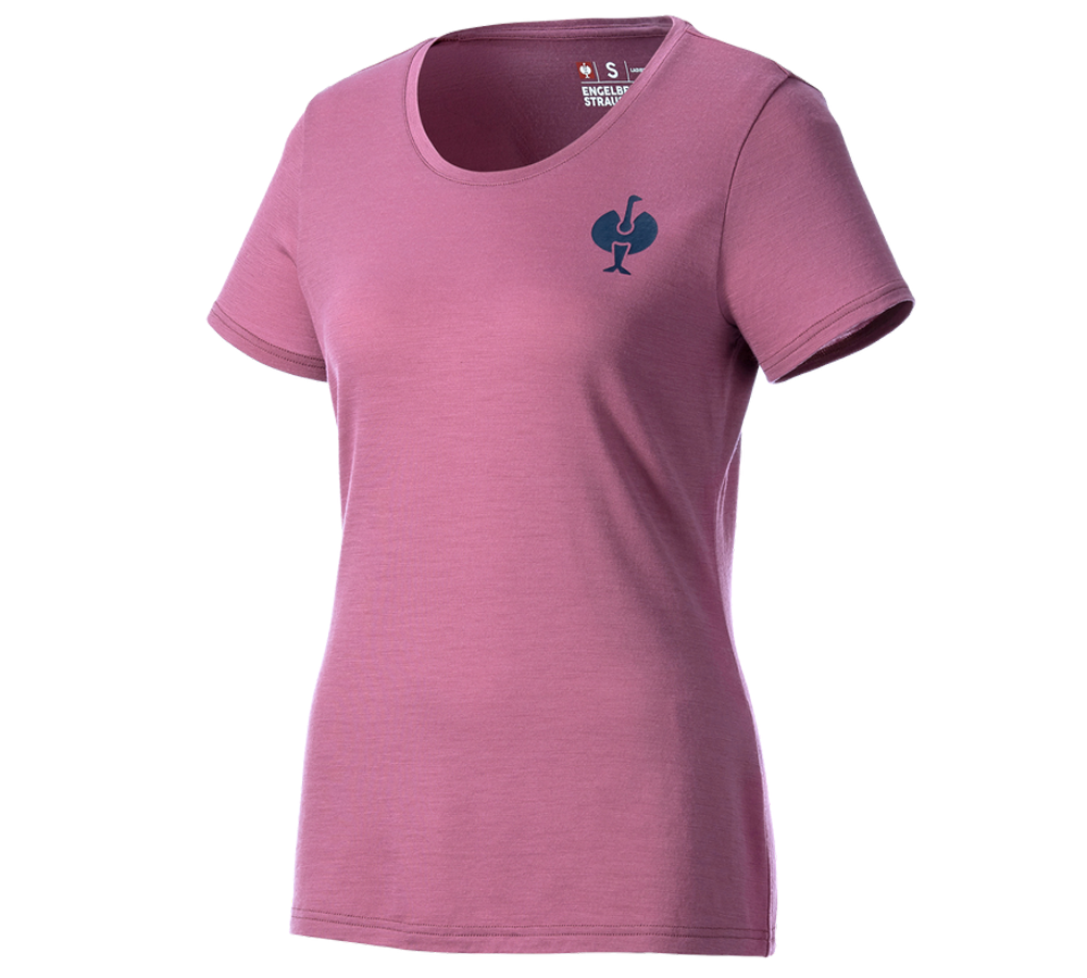 Hauts: T-Shirt Merino e.s.trail, femmes + rose tara/bleu profond