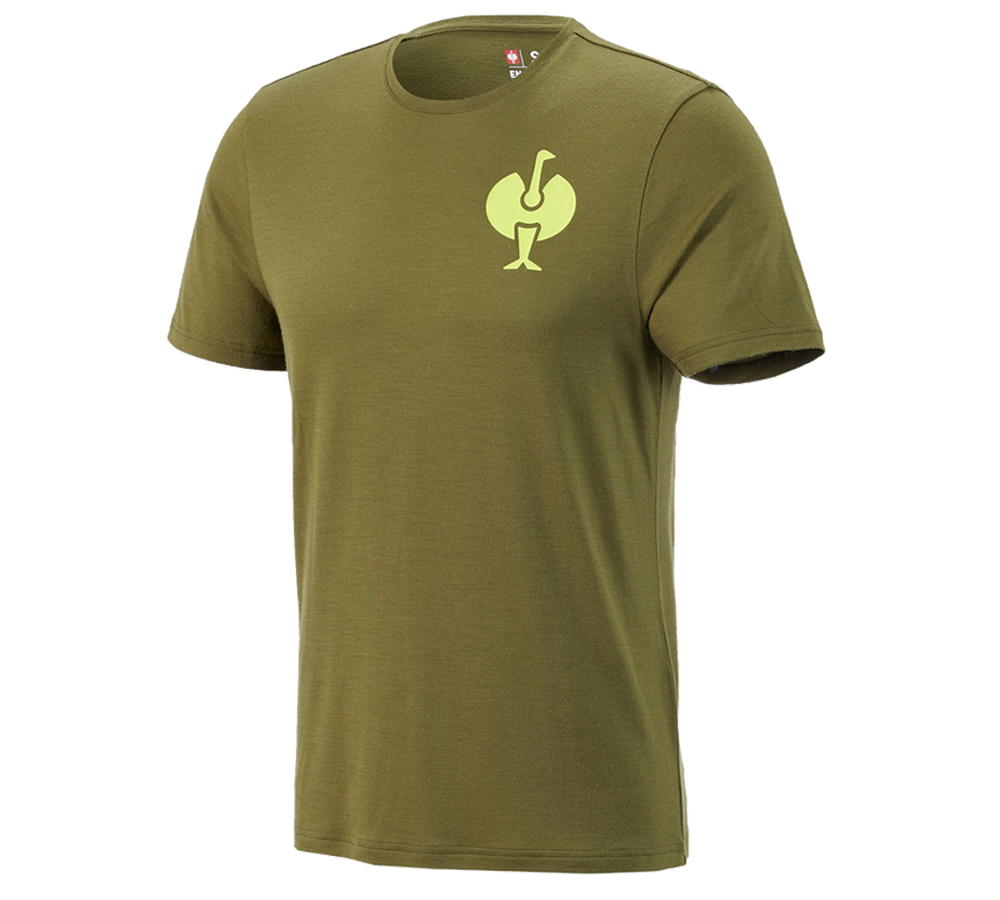 Hauts: T-Shirt Merino e.s.trail + vert genévrier/vert citron