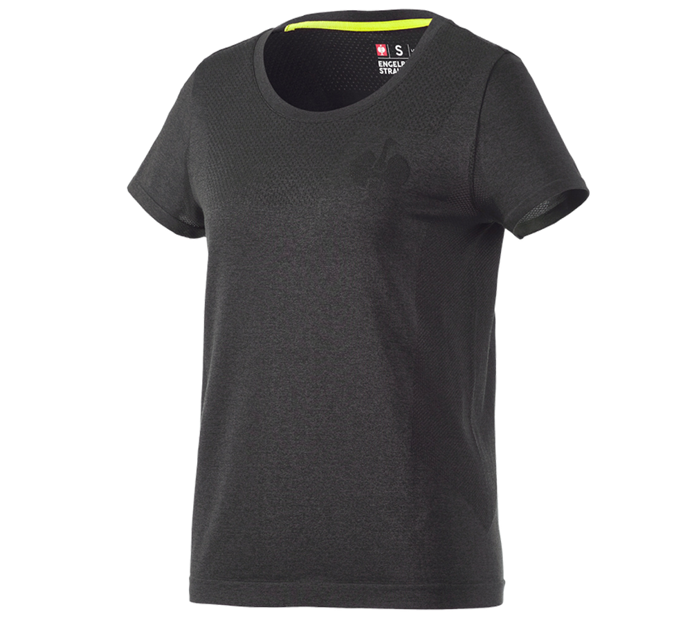 Hauts: T-Shirt seamless e.s.trail, femmes + noir mélange