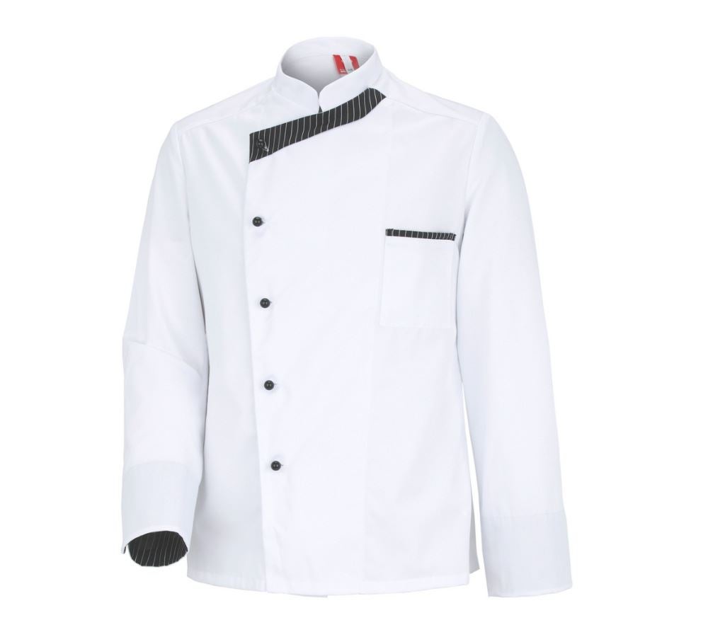Thèmes: Veste de cuisinier Elegance, manches longues + blanc/noir