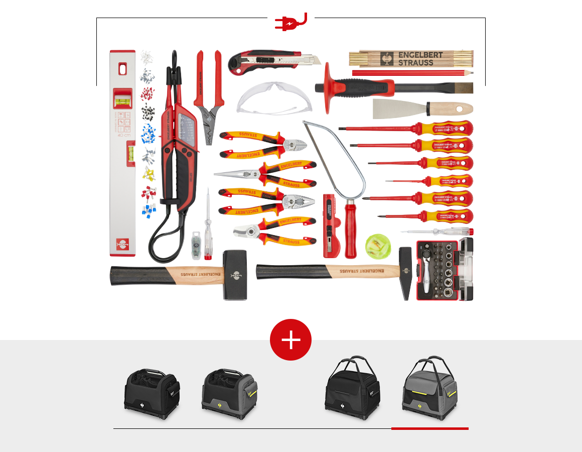 Werkzeuge: Werkzeug-Set Elektro inkl. STRAUSSbox Tasche + basaltgrau/acidgelb