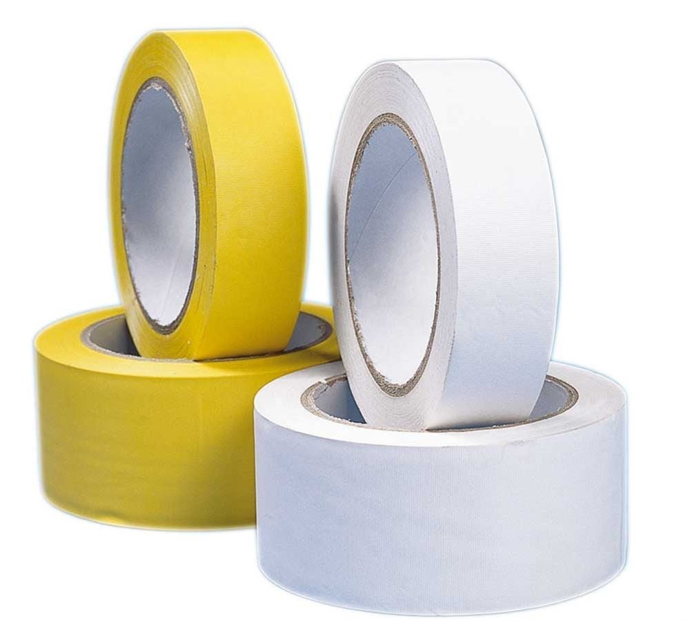 Kunststoffbänder | Kreppbänder: Kunststoff-Klebeband, gelb und weiß + gelb