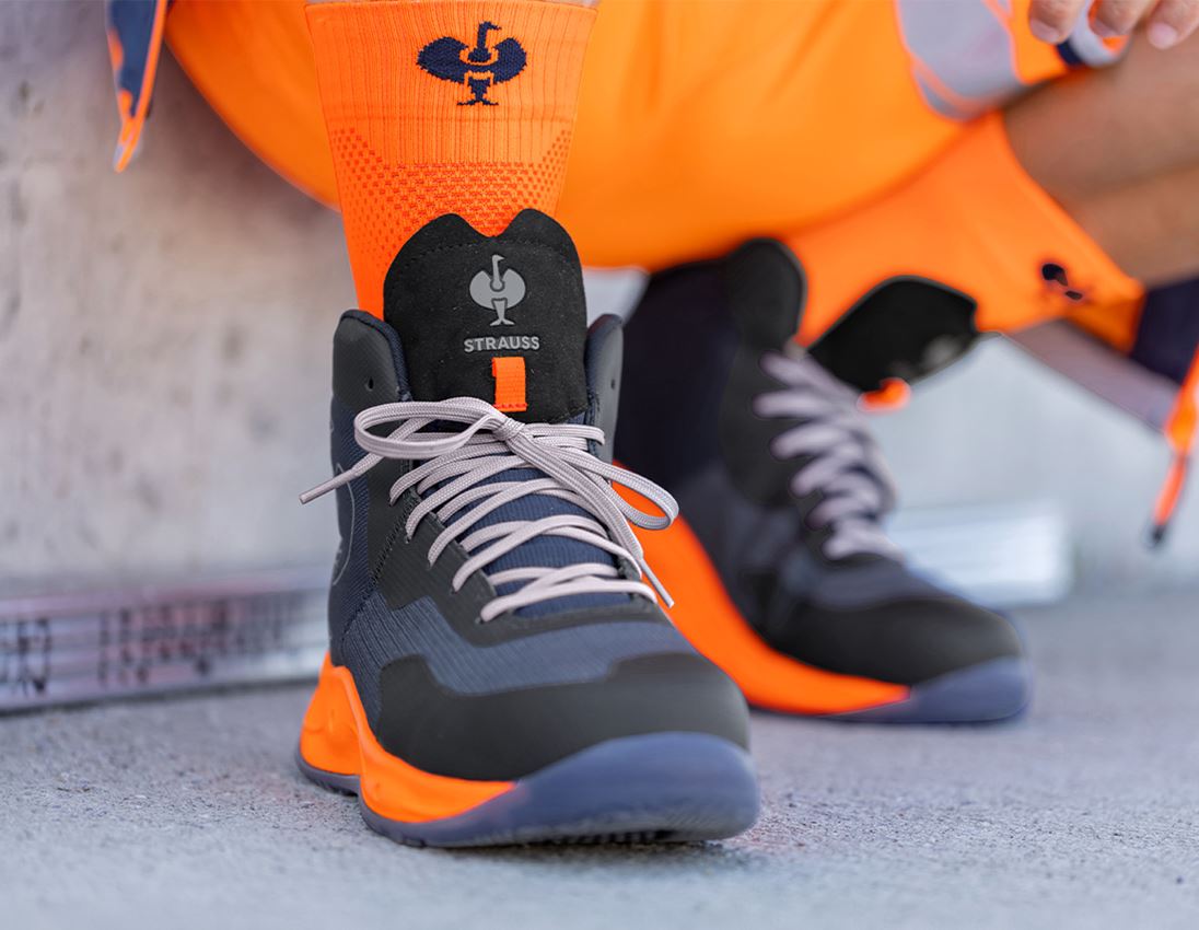 Chaussures: S1PS Chaussures basses de séc. e.s. Marseille mid + bleu foncé/orange fluo 1