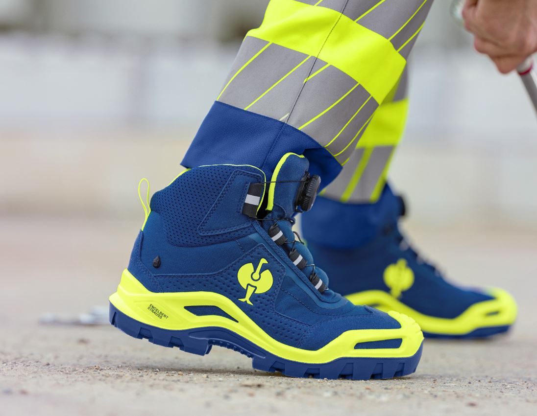 S3: S3 Chaussures hautes de sécurité e.s.Kastra II mid + bleu royal/jaune fluo