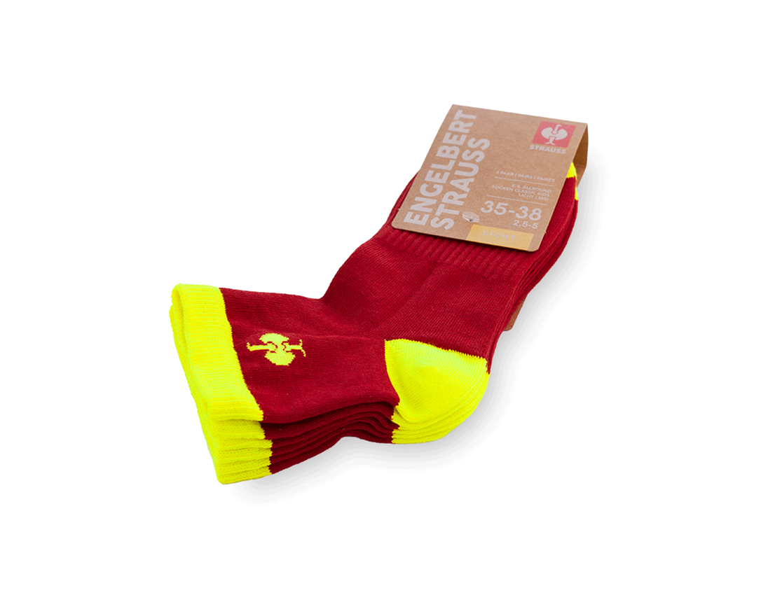 Accessoires: e.s. Chaussettes Allround Classic light/mid, enfa. + rouge vif/jaune fluo