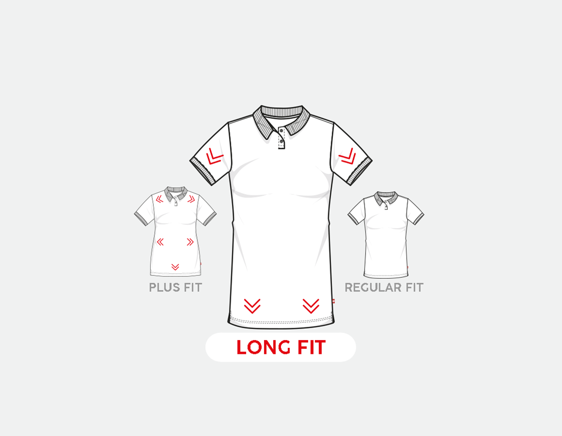 Shirts & Co.: e.s. Piqué-Polo cotton stretch, Damen, long fit + weiß 1