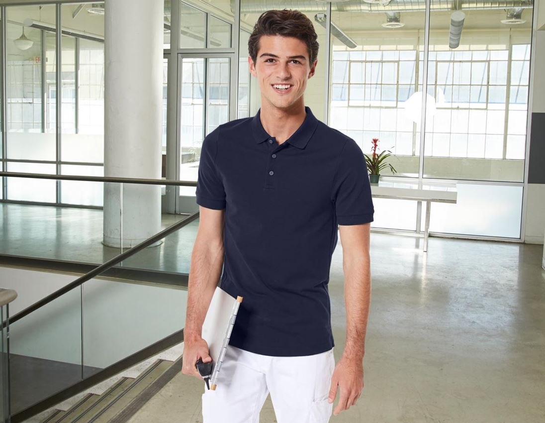 Shirts & Co.: e.s. Piqué-Polo cotton stretch, slim fit + dunkelblau