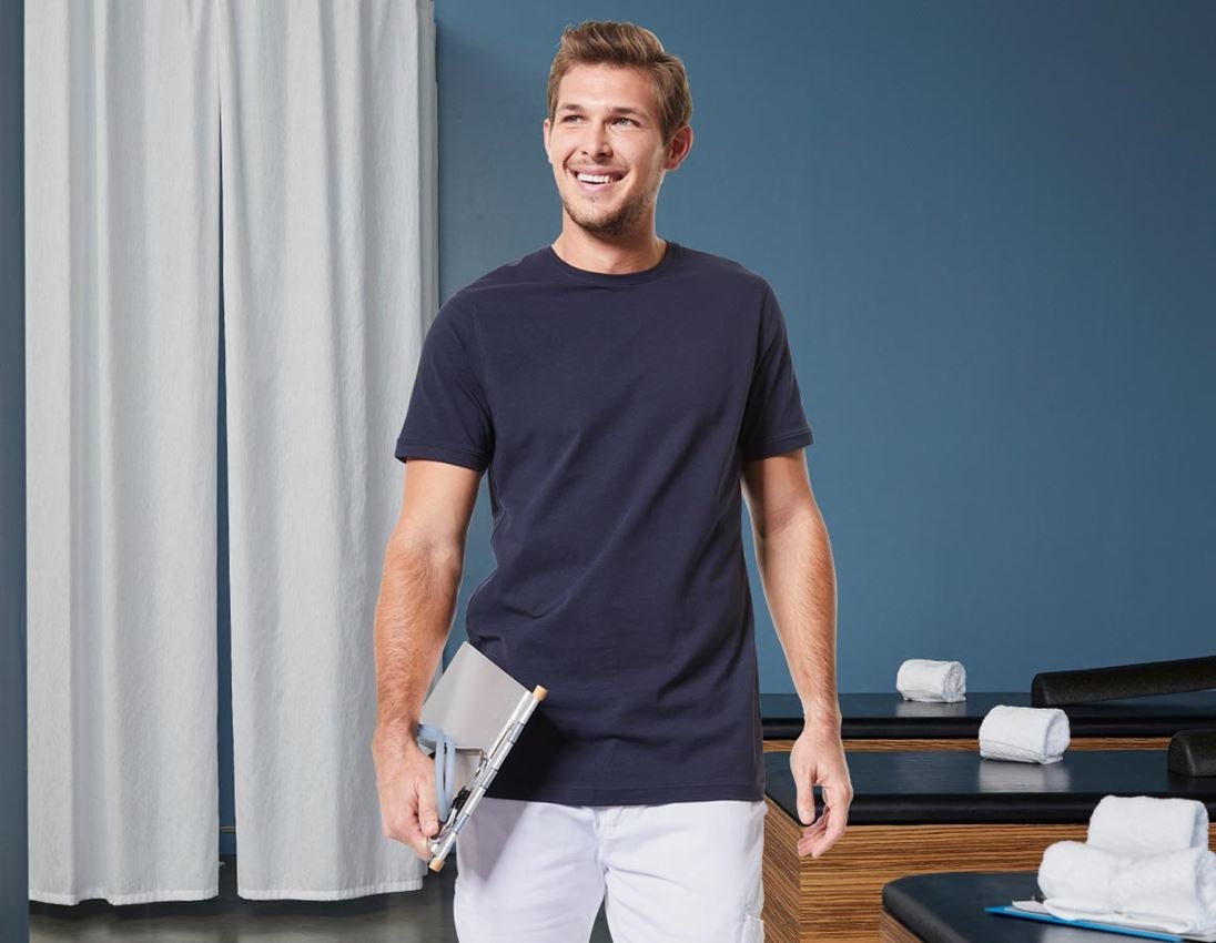 Installateurs / Plombier: e.s. T-Shirt cotton stretch, long fit + bleu foncé