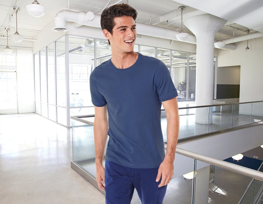 Shirts & Co.: e.s. T-Shirt cotton stretch, slim fit + kobalt