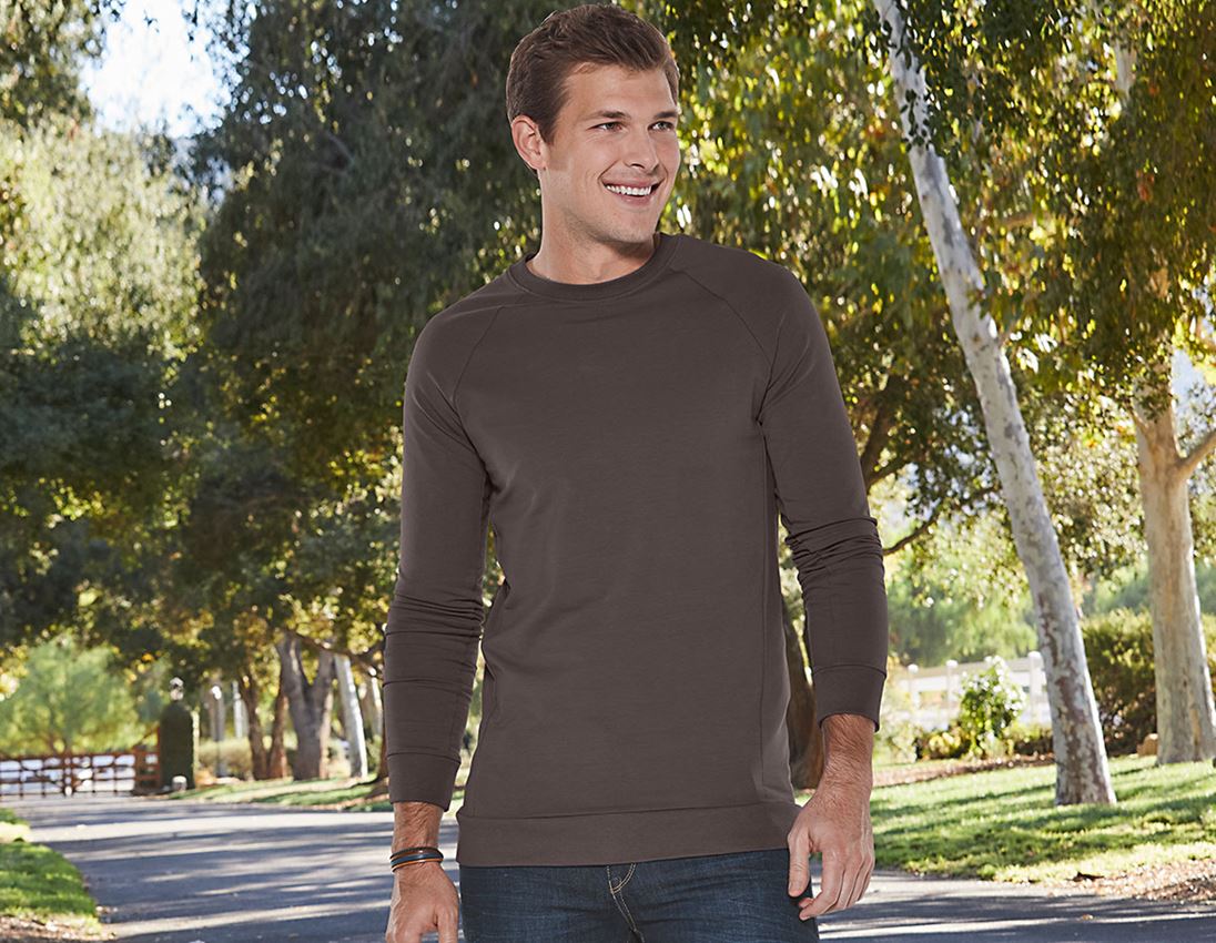 Hauts: e.s. Sweatshirt cotton stretch, long fit + marron
