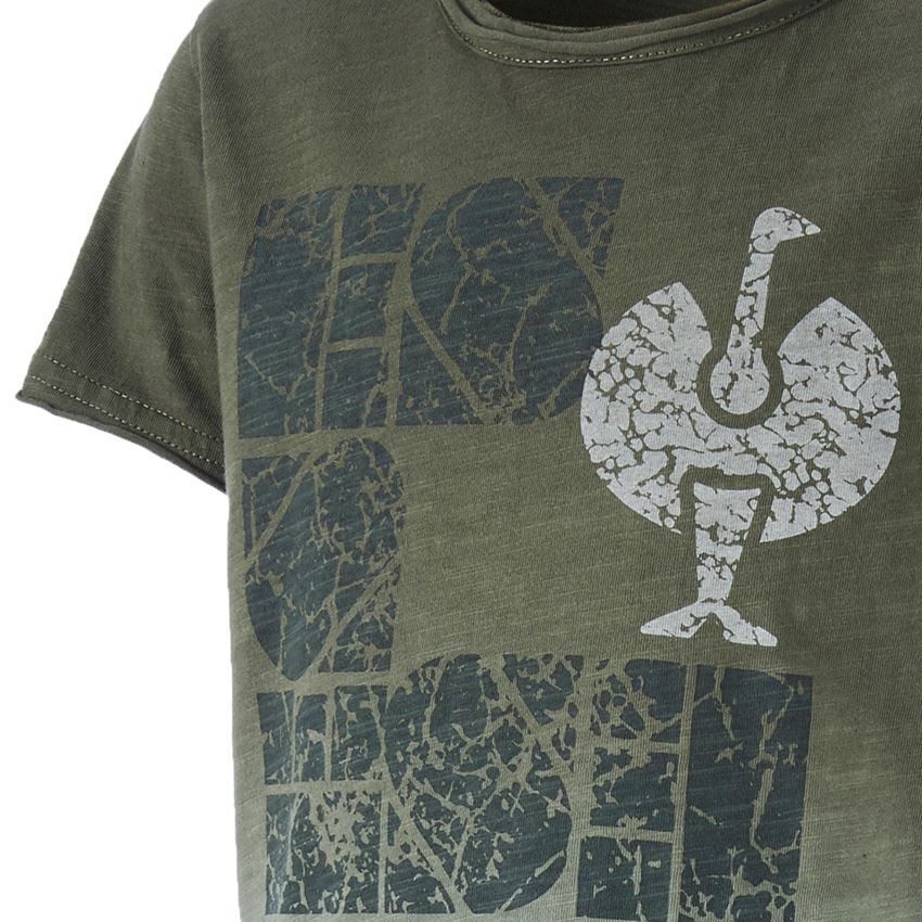 Hauts: e.s. T-Shirt denim workwear, enfants + vert camouflage vintage 2