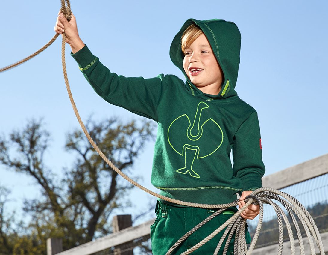 Themen: Hoody-Sweatshirt e.s.motion 2020, Kinder + grün/seegrün