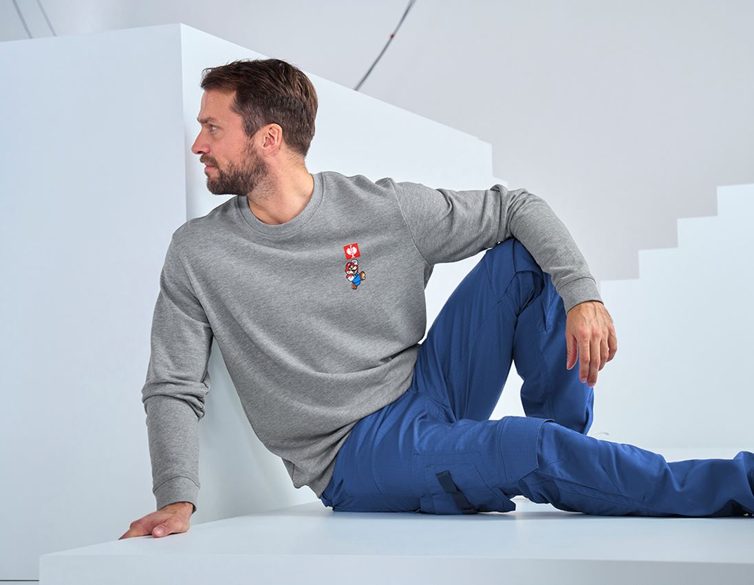 Kollaborationen: Super Mario Sweatshirt, Herren + graumeliert