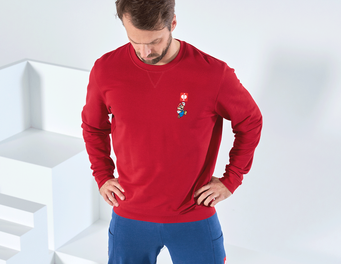 Kollaborationen: Super Mario Sweatshirt, Herren + feuerrot