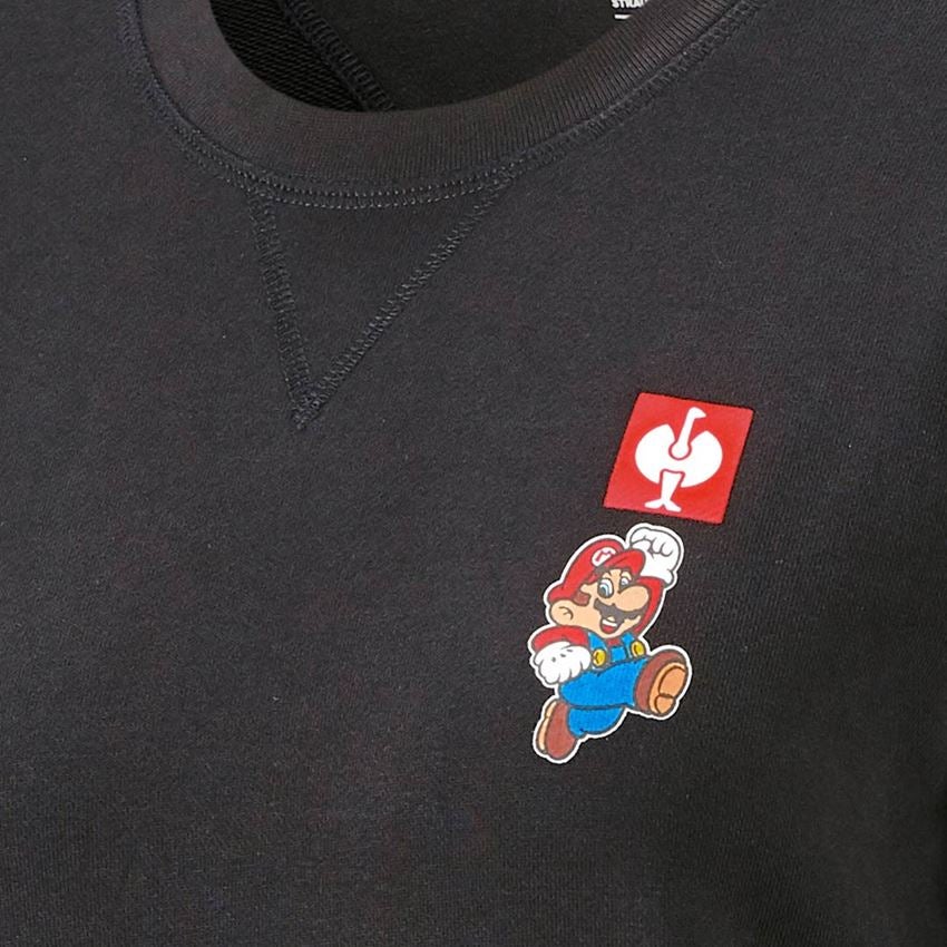 Shirts & Co.: Super Mario Sweatshirt, Damen + schwarz 2