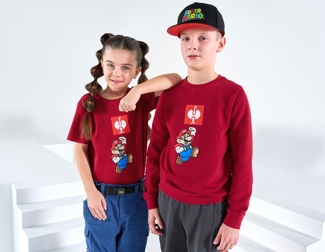 Hauts: Super Mario Sweatshirt, enfants + rouge vif 1