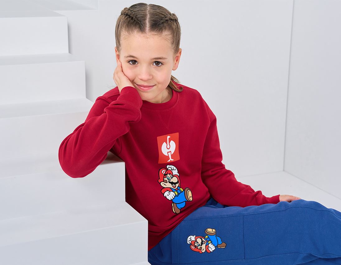 Shirts & Co.: Super Mario Sweatshirt, Kinder + feuerrot