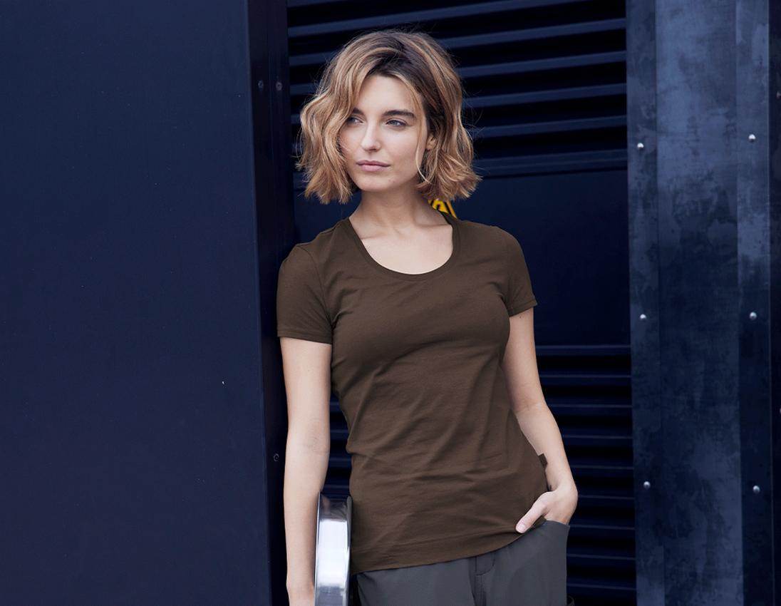 Vêtements: KIT : 3x T-shirt cotton stretch, femmes + shirt + marron