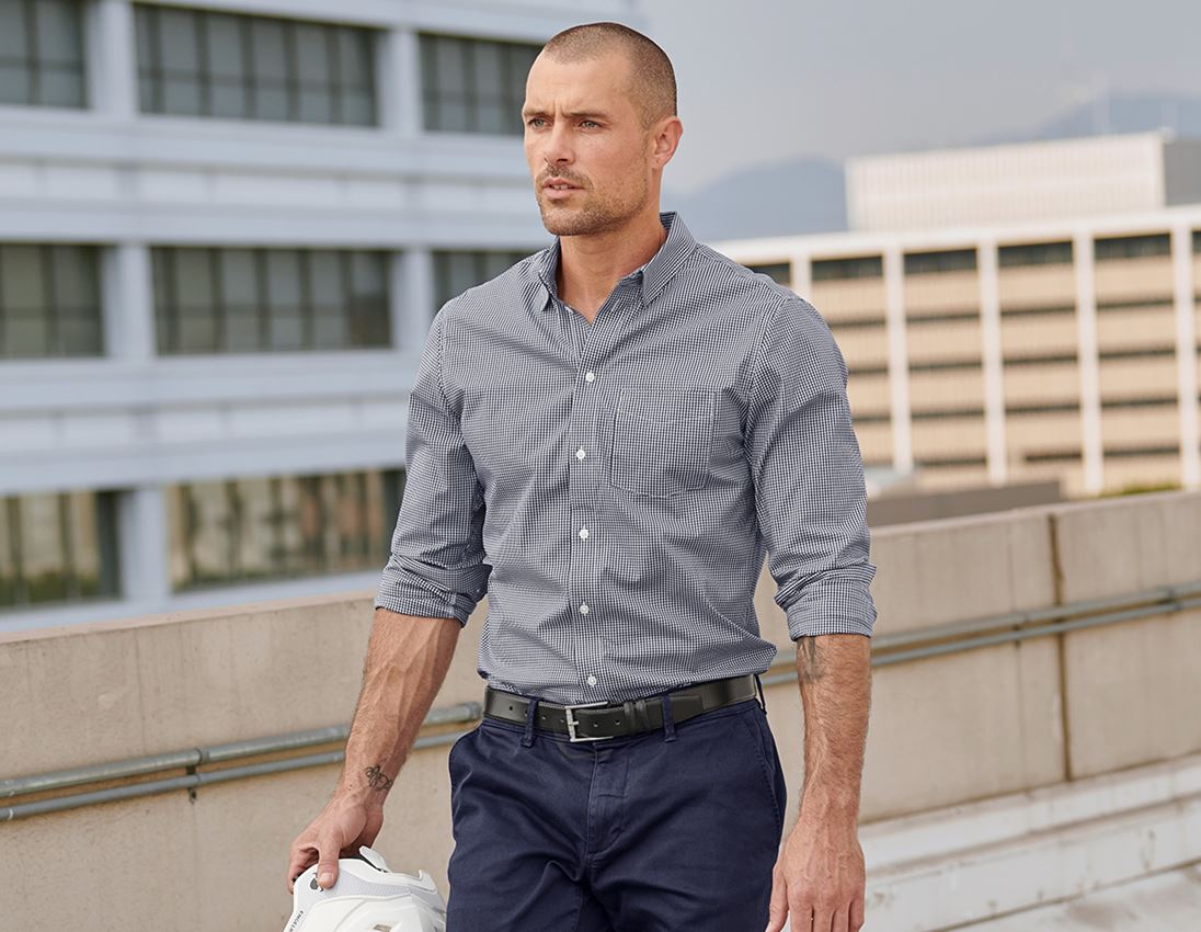 Shirts & Co.: e.s. Business Hemd cotton stretch, regular fit + dunkelblau kariert