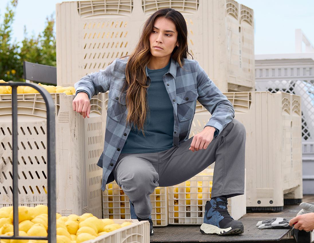 Hauts: Chemise à carreaux e.s.iconic, femmes + bleu œillet/bleu oxyde 8