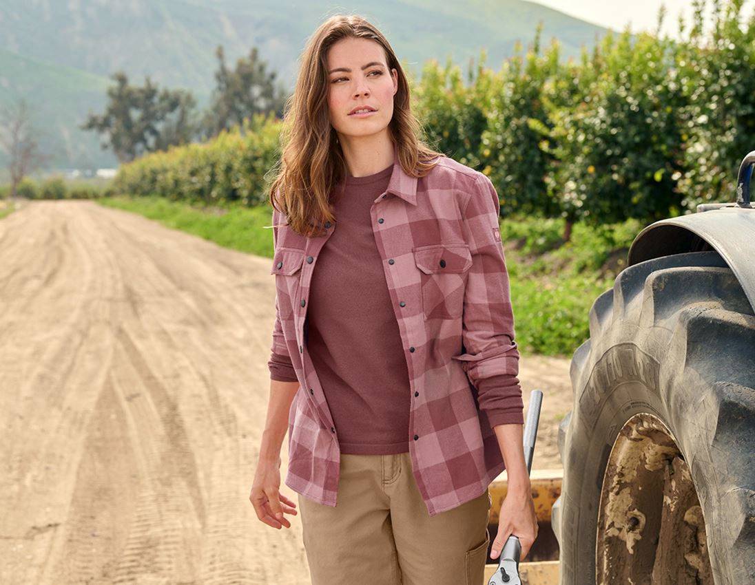 Hauts: Chemise à carreaux e.s.iconic, femmes + rose quartz/rouge oxyde