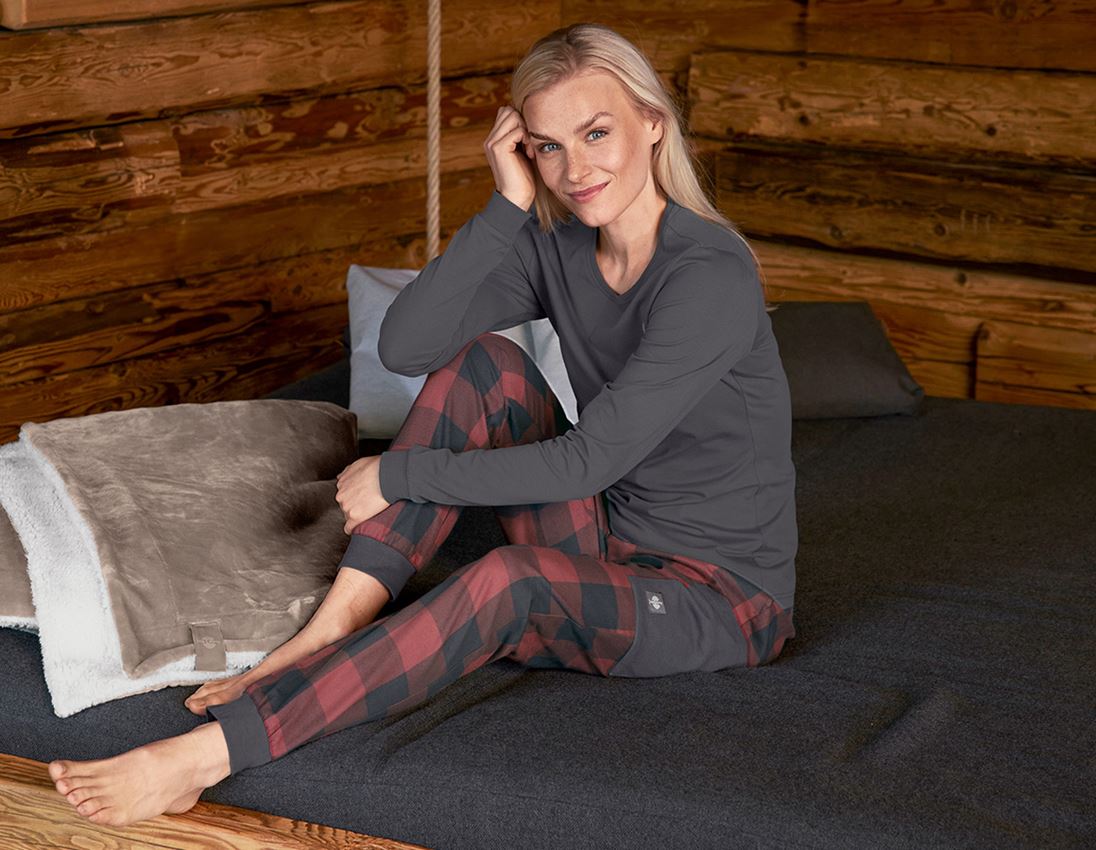 Accessoires: e.s. Haut à manches longues pyjama, femmes + gris carbone 1