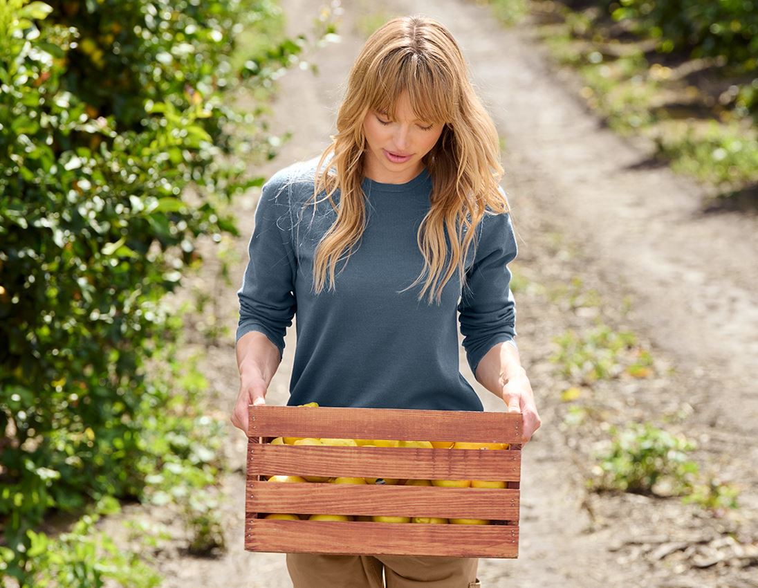 Hauts: Pullover à col rond e.s.iconic, femmes + bleu oxyde 2