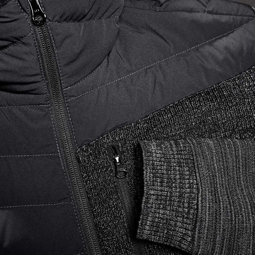 Vestes de travail: Veste en tricot à capuche hybride e.s.motion ten + noir oxyde mélange 2