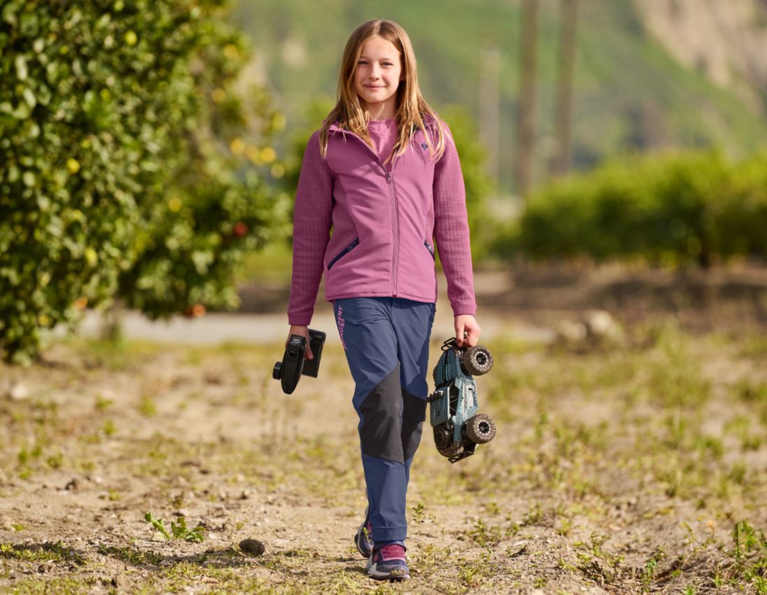 Bekleidung: Hybrid Kapuzenstrickjacke e.s.trail, Kinder + tarapink/tiefblau 1