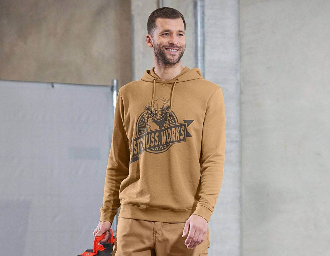 Shirts & Co.: Hoody-Sweatshirt e.s.iconic works + mandelbraun