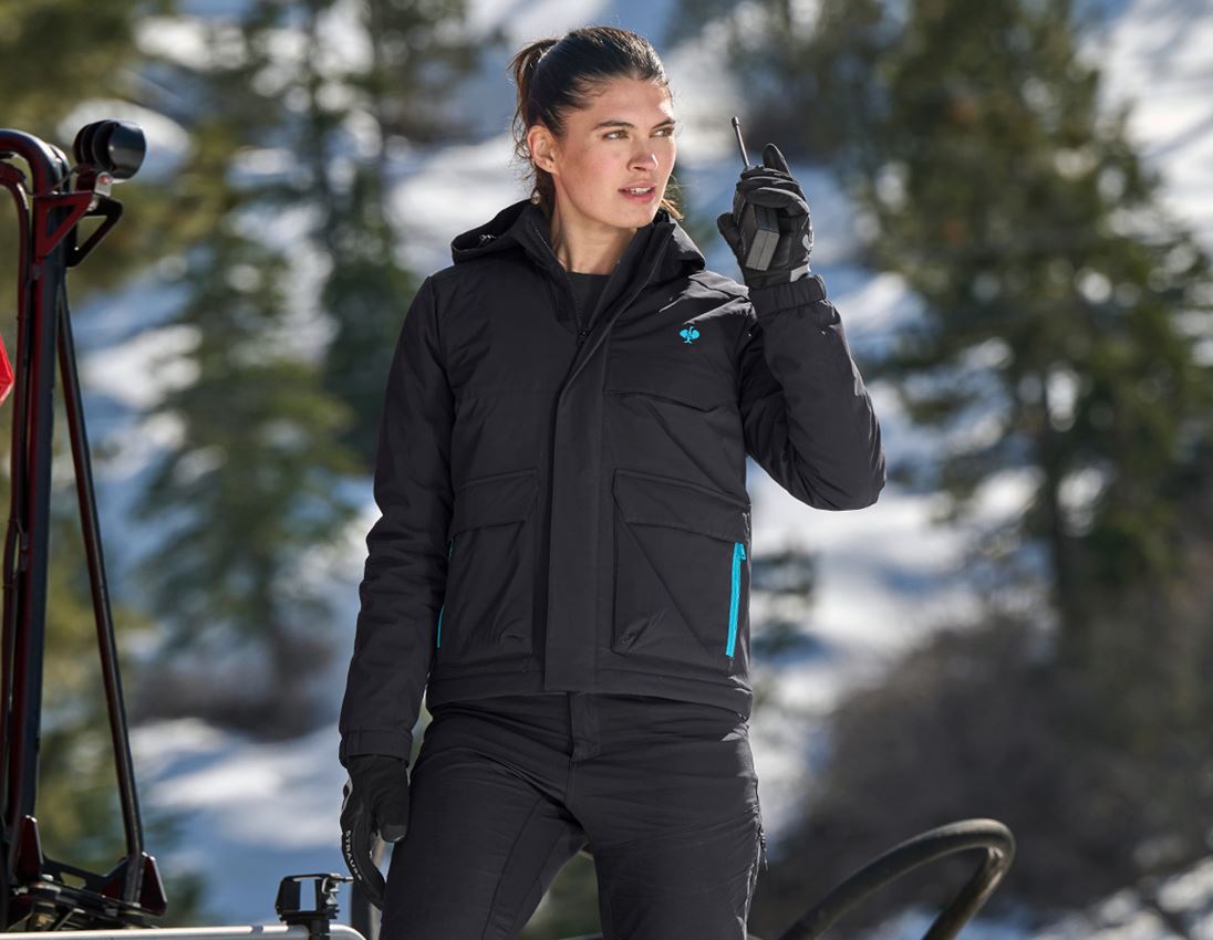 Bekleidung: Winterjacke e.s.trail, Damen + schwarz/lapistürkis 1