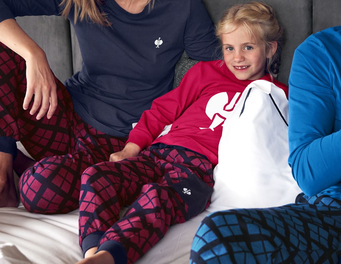 Accessoires: e.s. Pyjama Pantalon, enfants + rose foncé à carreaux 1