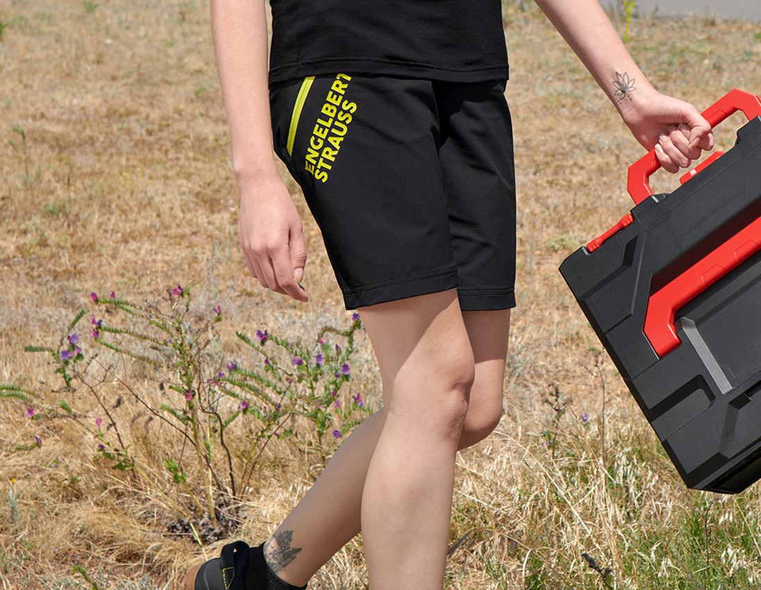Pantalons de travail: Fonctionnelle short e.s.trail, femmes + noir/jaune acide