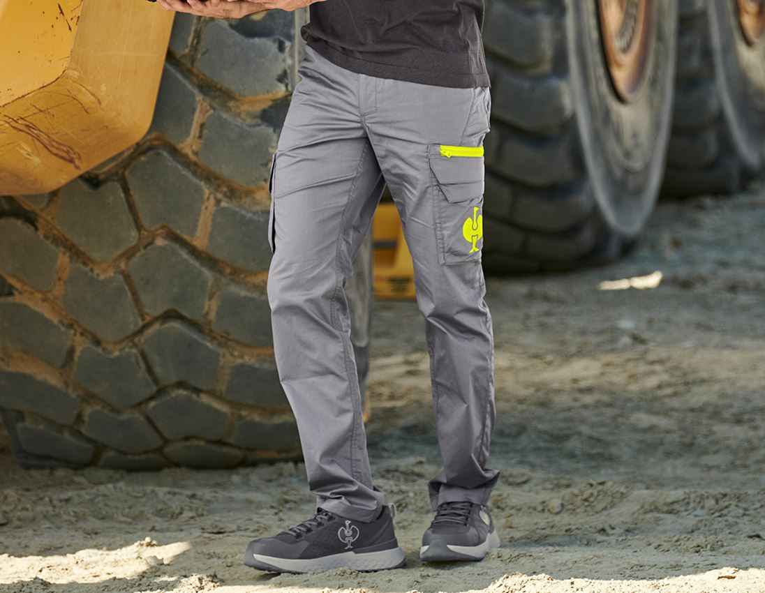 Pantalons de travail: Pantalon Cargo e.s.trail + gris basalte/jaune acide