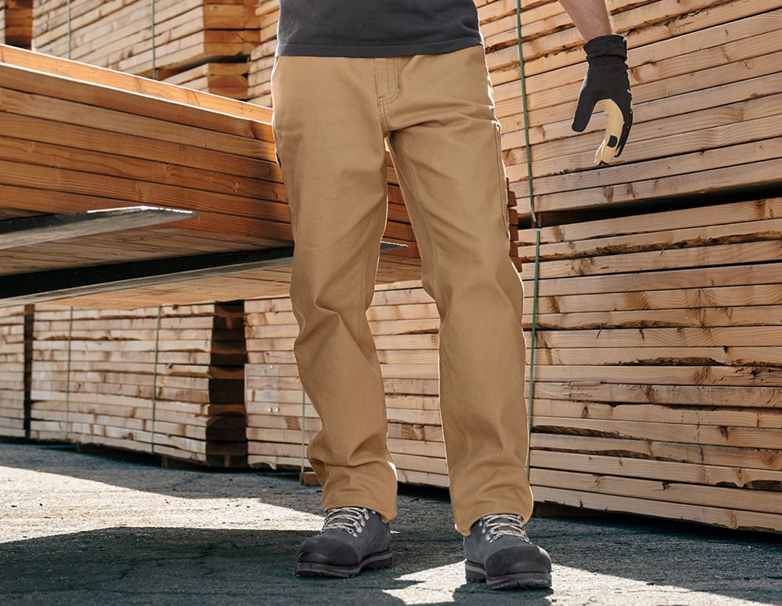 Pantalons de travail: Pantalon à taille élastique e.s.iconic + brun amande