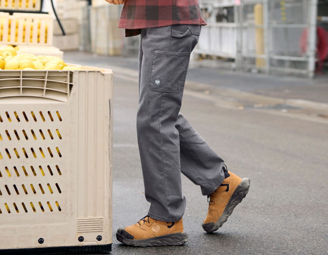 Pantalons de travail: Pantalon à taille élastique e.s.iconic, femmes + gris carbone