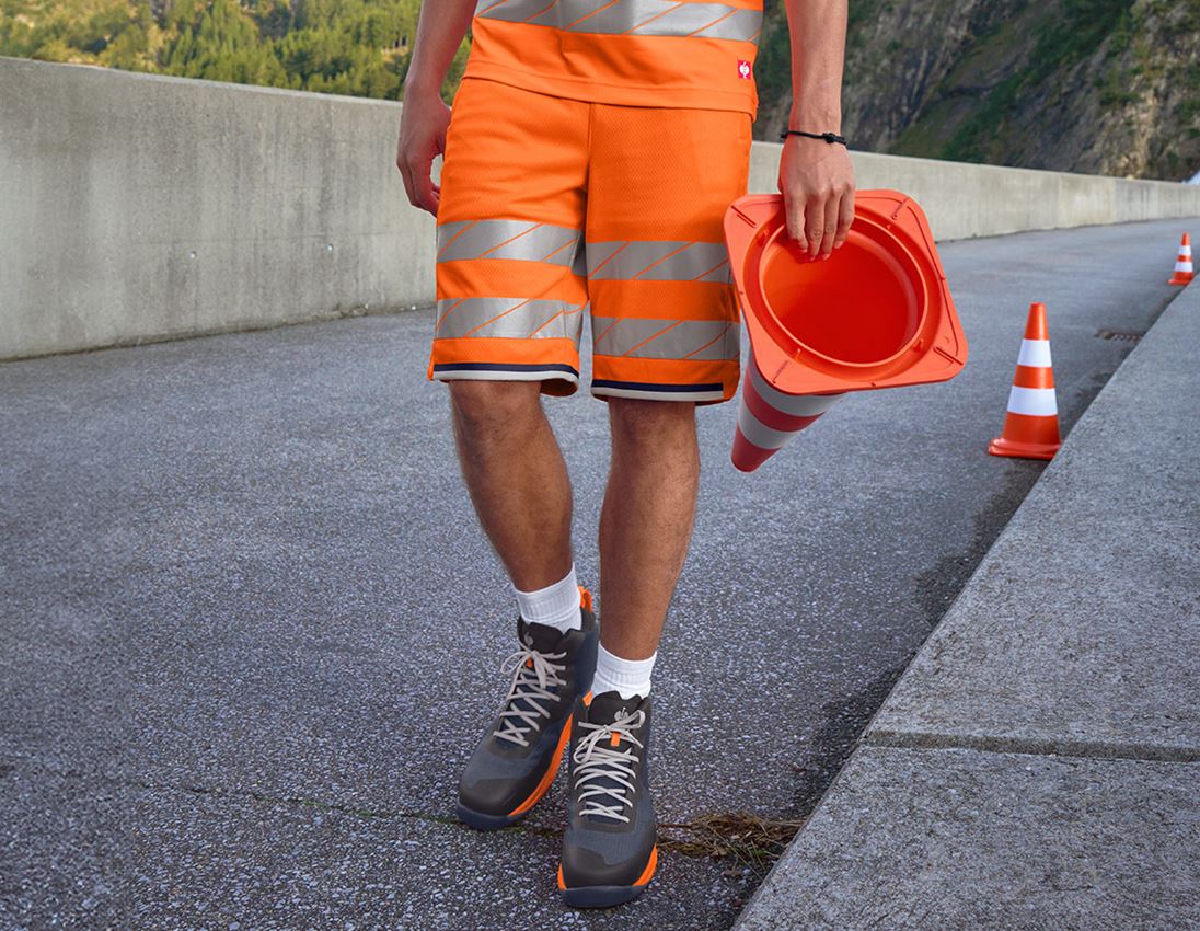 Pantalons de travail: Short fonctionnel haute visibilité e.s.ambition + orange fluo/bleu foncé 1