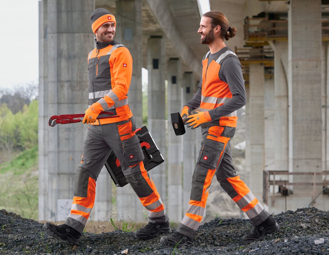 Vestes de travail: Veste softshell de signalisation e.s.motion 24/7 + anthracite/orange fluo 7