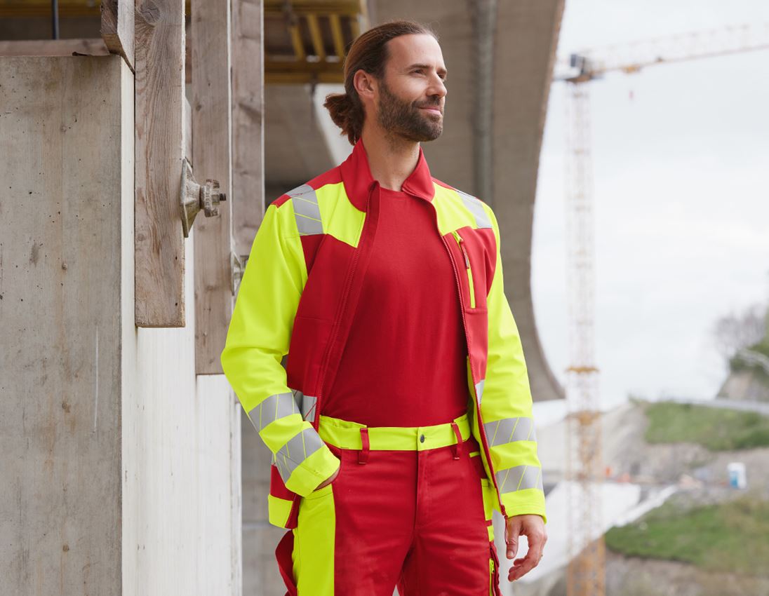 Vestes de travail: Veste softshell de signalisation e.s.motion 24/7 + rouge/jaune fluo 1