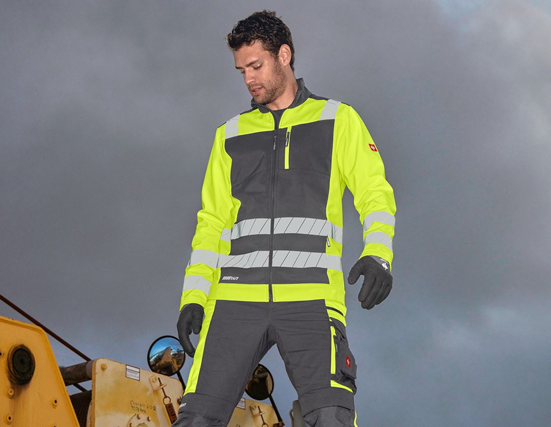 Vestes de travail: Veste softshell de signalisation e.s.motion 24/7 + anthracite/jaune fluo 2